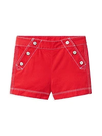 Little Girl's & Americana Crochet Top Canvas Shorts Set
