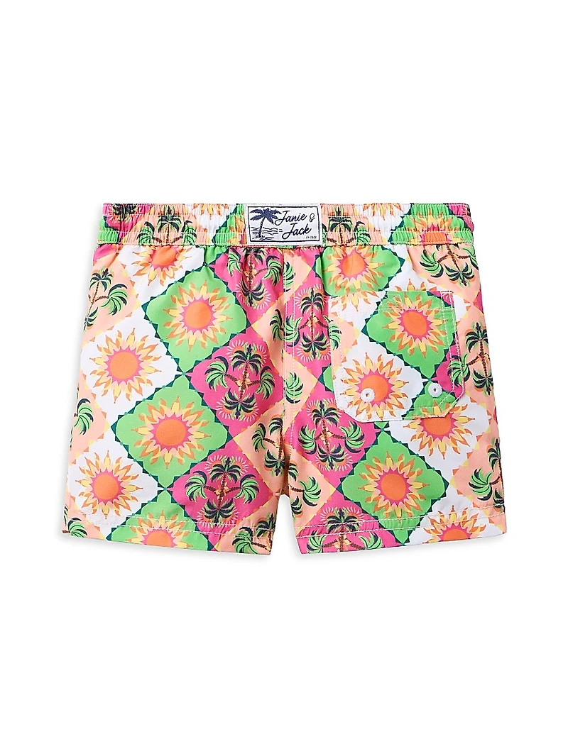 Little Boy's & Pacific T-Shirt Tile Swim Shorts Set