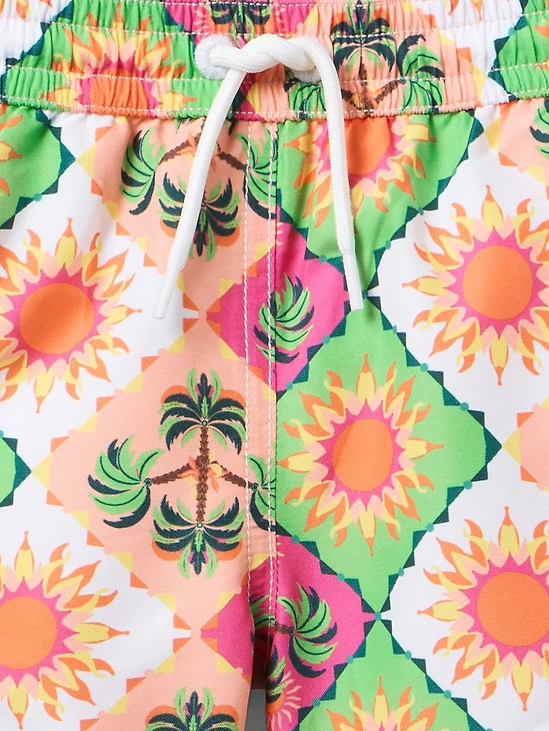 Little Boy's & Pacific T-Shirt Tile Swim Shorts Set