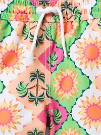 Little Boy's & Pacific T-Shirt Tile Swim Shorts Set