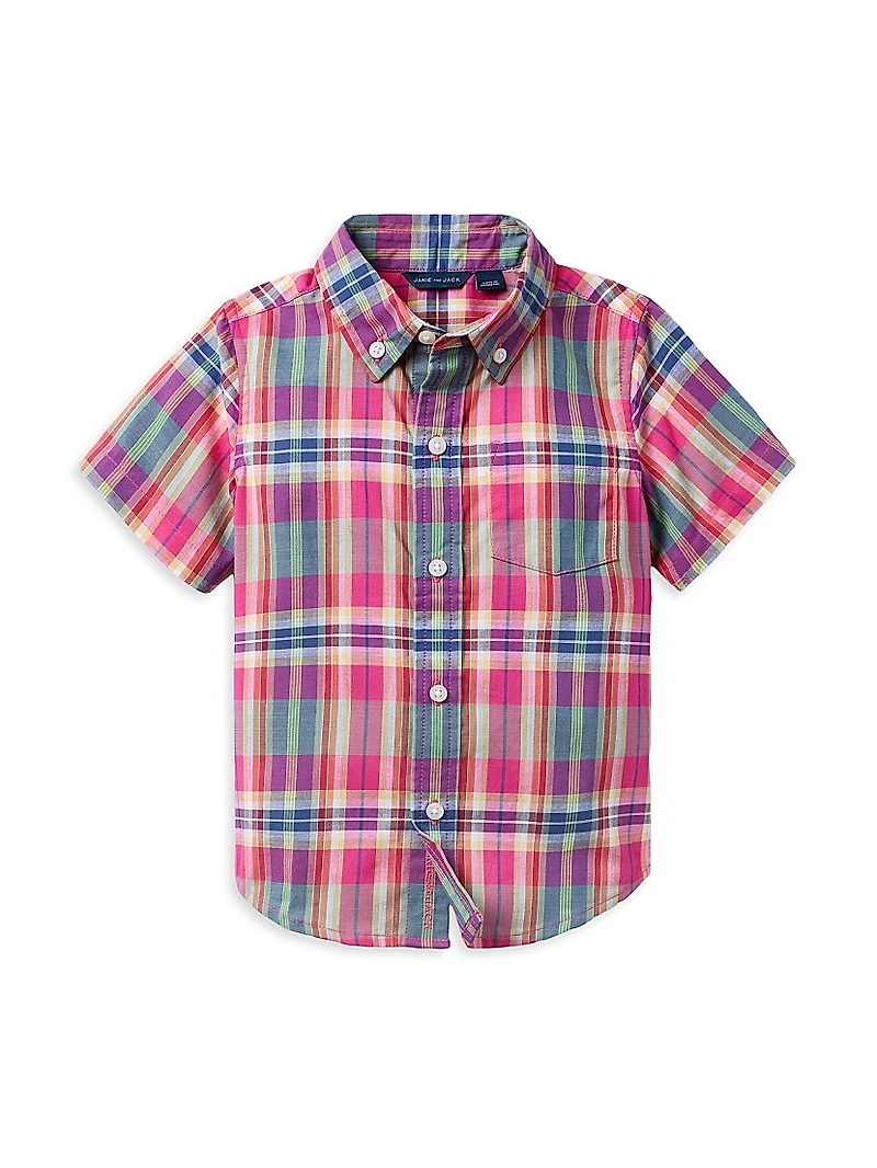 Little Boy's & Madras Shirt Shorts Set