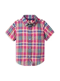 Little Boy's & Madras Shirt Shorts Set