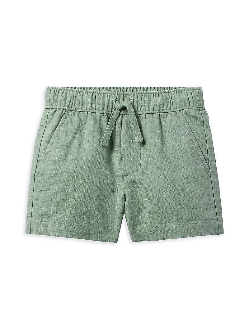 Little Boy's & Madras Shirt Shorts Set