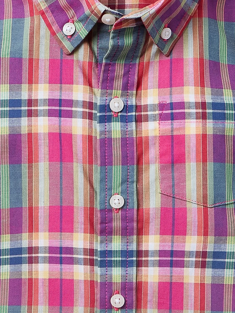 Little Boy's & Madras Shirt Shorts Set