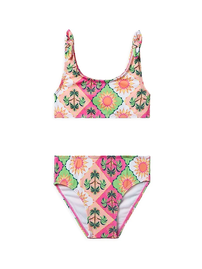 Little Girl's & Tile Swimsuit Hat Set