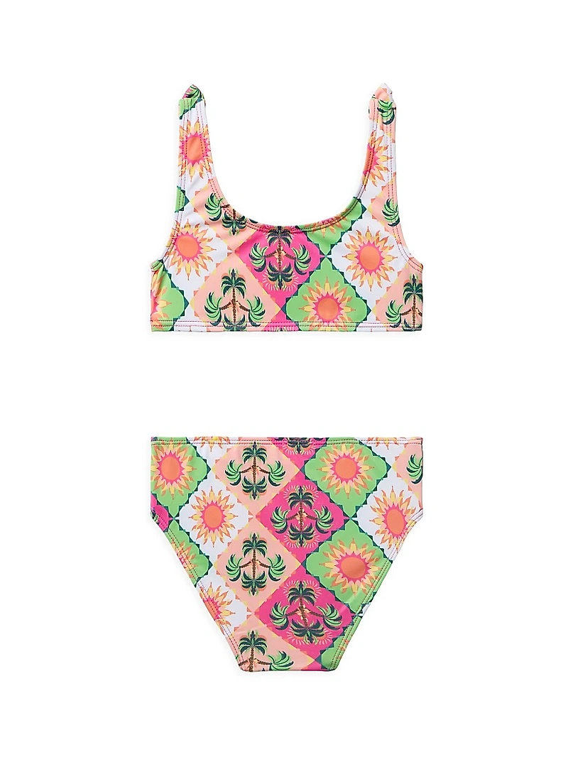 Little Girl's & Tile Swimsuit Hat Set