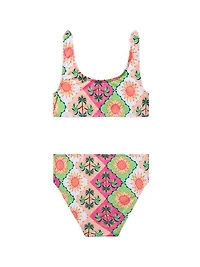 Little Girl's & Tile Swimsuit Hat Set