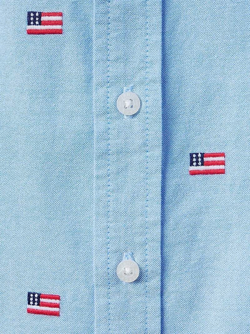 Little Boy's & Embroidered Flag Shorts Set