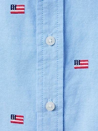 Little Boy's & Embroidered Flag Shorts Set