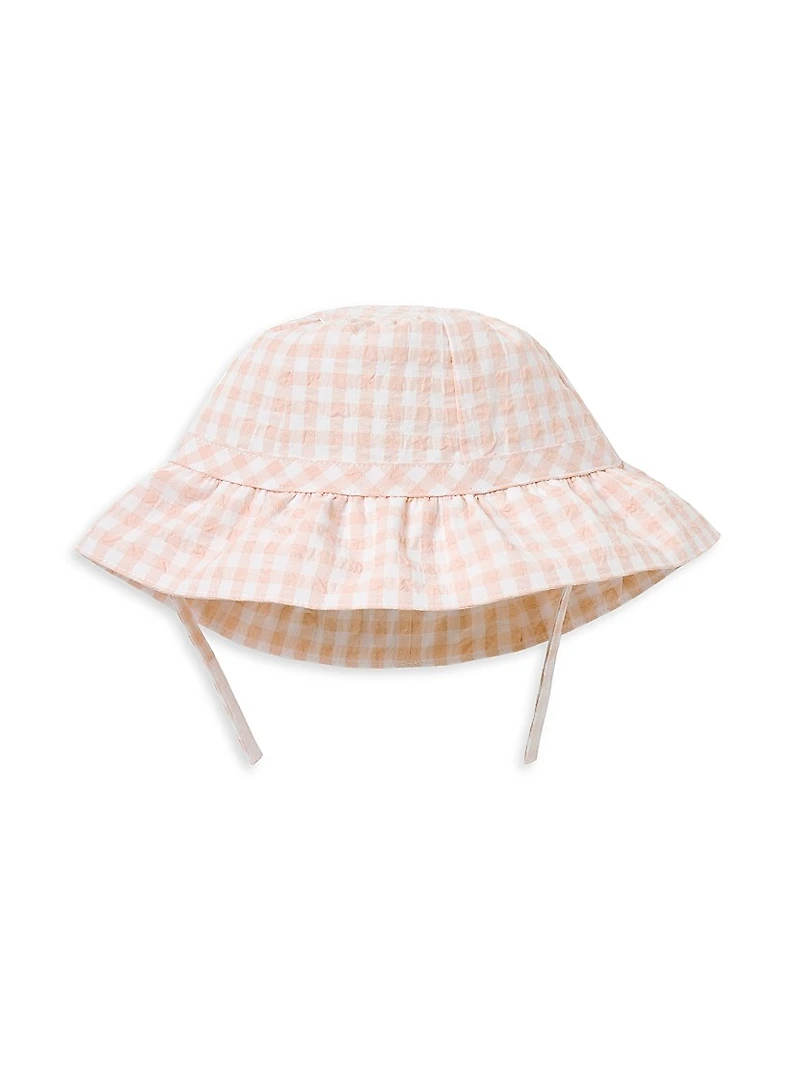 Baby Girl's Gingham Rashguard Swimsuit & Sun Hat Set