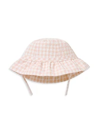 Baby Girl's Gingham Rashguard Swimsuit & Sun Hat Set