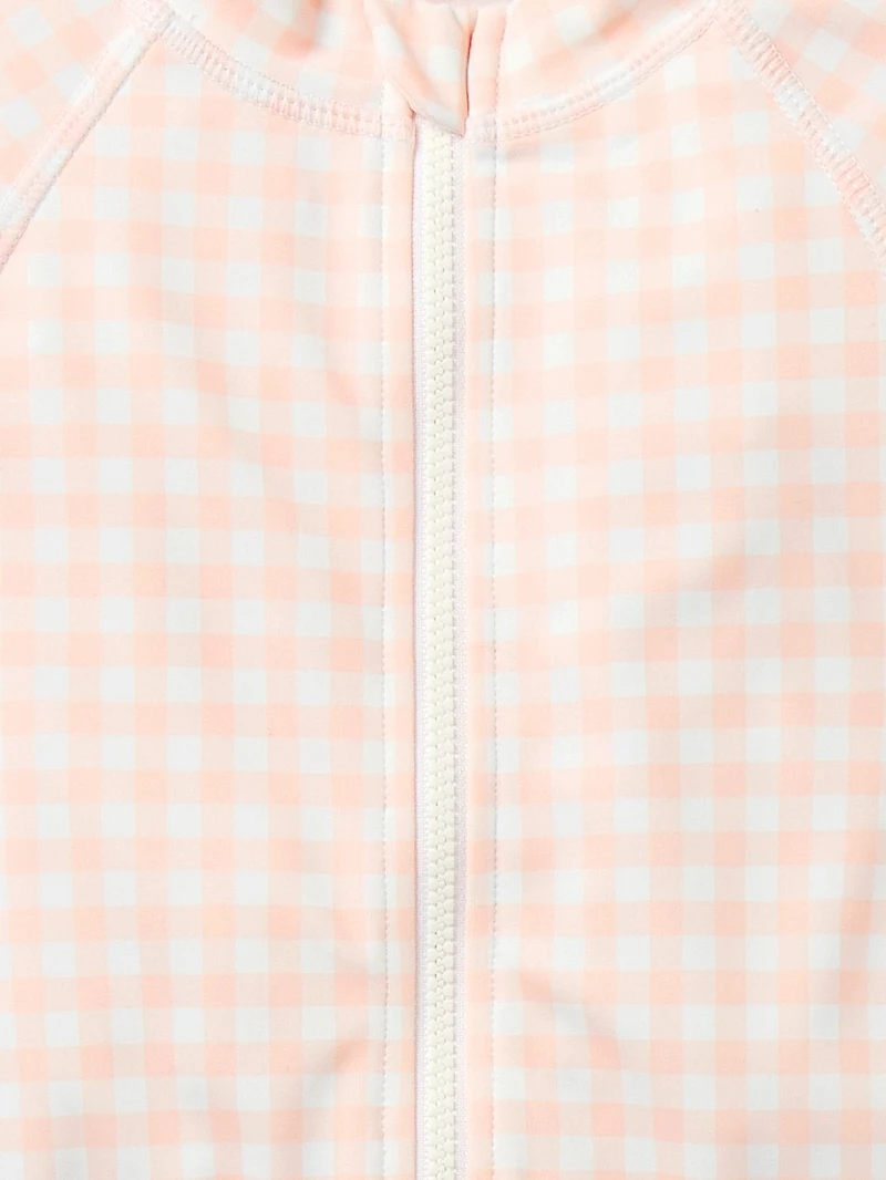 Baby Girl's Gingham Rashguard Swimsuit & Sun Hat Set