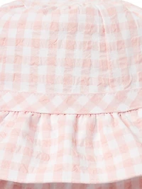 Baby Girl's Gingham Rashguard Swimsuit & Sun Hat Set