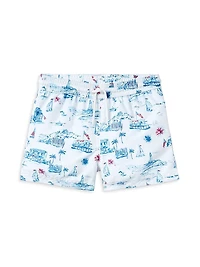 Little Boy's & Toile Americana Short-Sleeve Shirt Swim Shorts Set