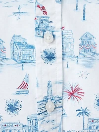 Little Boy's & Toile Americana Short-Sleeve Shirt Swim Shorts Set