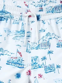 Little Boy's & Toile Americana Short-Sleeve Shirt Swim Shorts Set