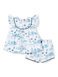 Baby Girl's 2-Piece Americana Toile Top & Shorts Set