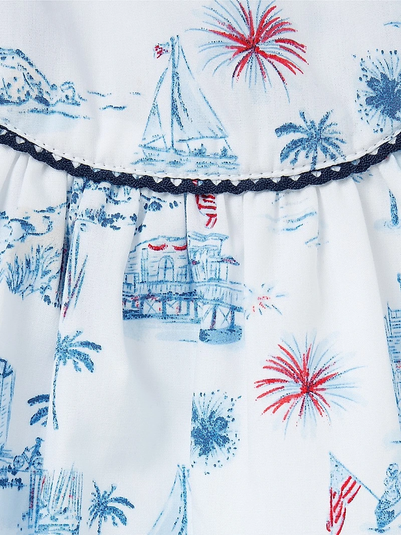 Baby Girl's 2-Piece Americana Toile Top & Shorts Set