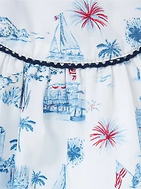 Baby Girl's 2-Piece Americana Toile Top & Shorts Set