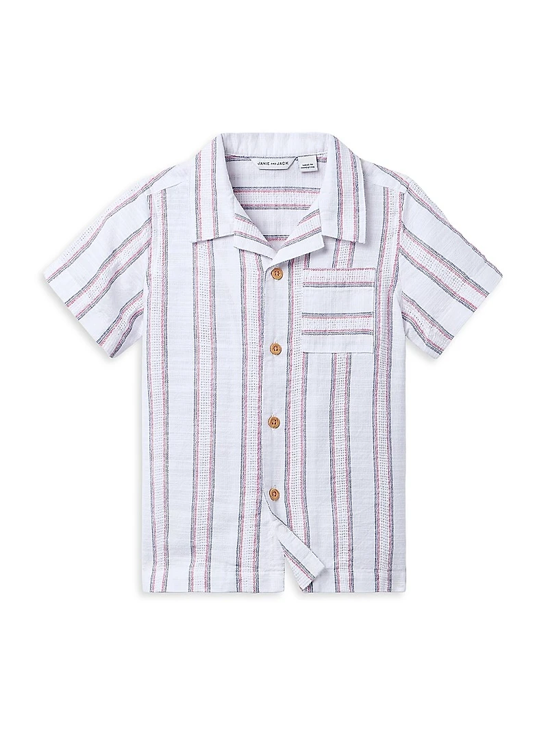 Little Boy's & Jacquard Striped Shirt Shorts Set