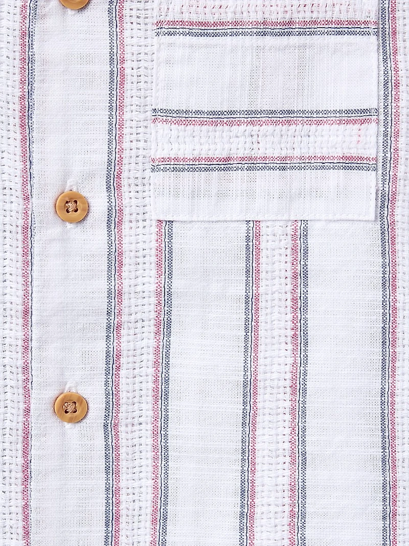 Little Boy's & Jacquard Striped Shirt Shorts Set