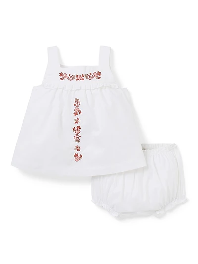 Baby Girl's Embroidered Floral Matching Set