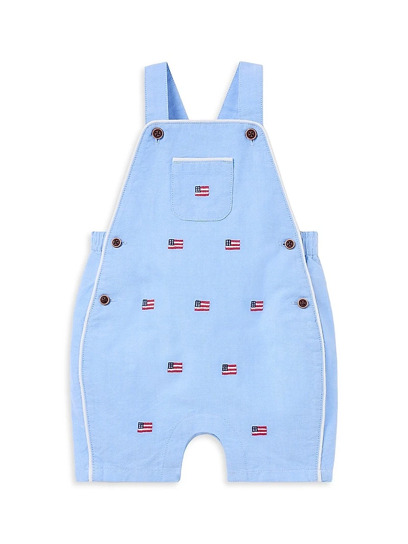 Baby Boy's Embroidered Flag Overall Set