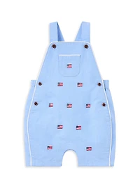 Baby Boy's Embroidered Flag Overall Set