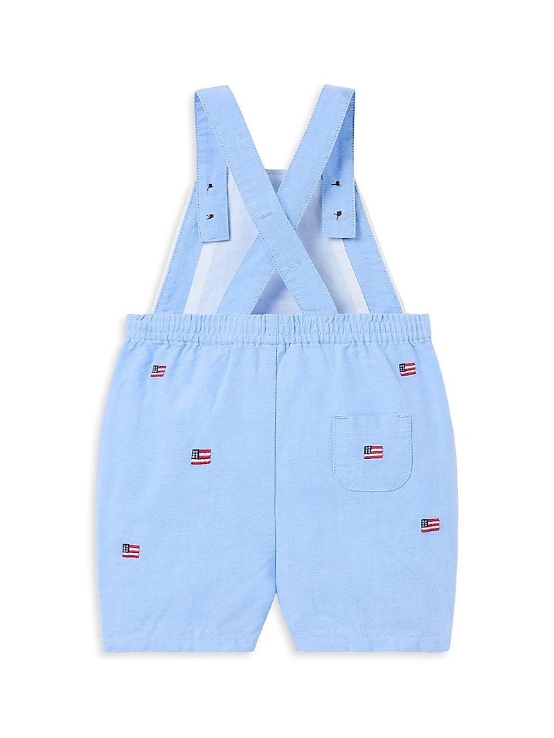 Baby Boy's Embroidered Flag Overall Set