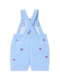 Baby Boy's Embroidered Flag Overall Set