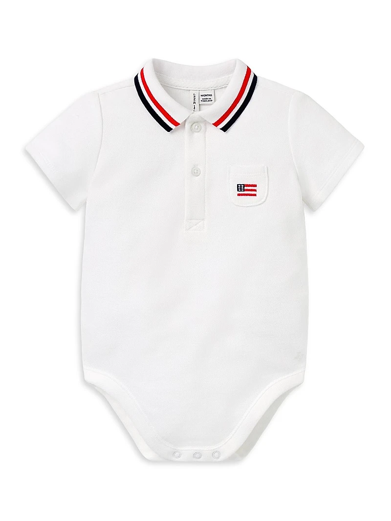 Baby Boy's Embroidered Flag Overall Set