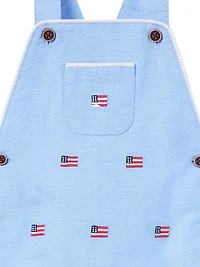 Baby Boy's Embroidered Flag Overall Set