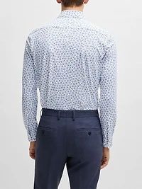 Slim-Fit Shirt Floral-Print Performance-Stretch Jersey