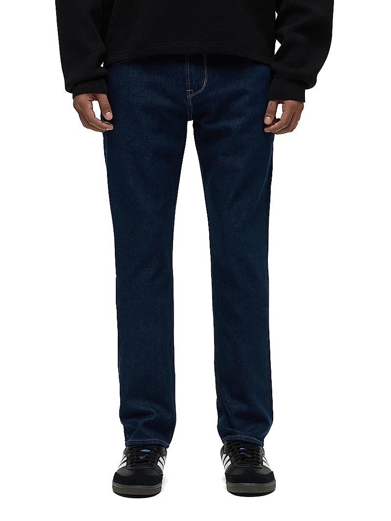 Blake Contrast Topstitched Slim-Straight Jeans