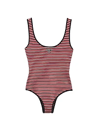 Striped Interlock Jersey One-Piece Swimsuit