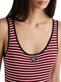 Striped Interlock Jersey One-Piece Swimsuit