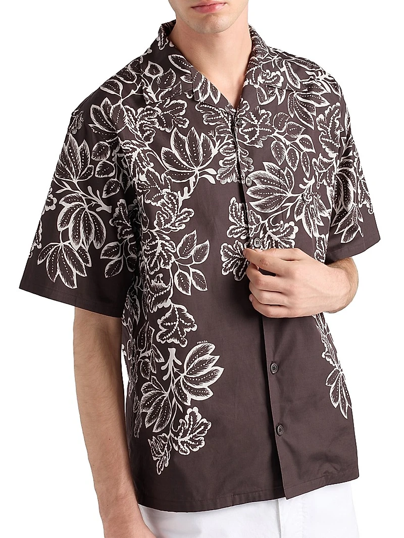 Printed Cotton Bowling Shirt