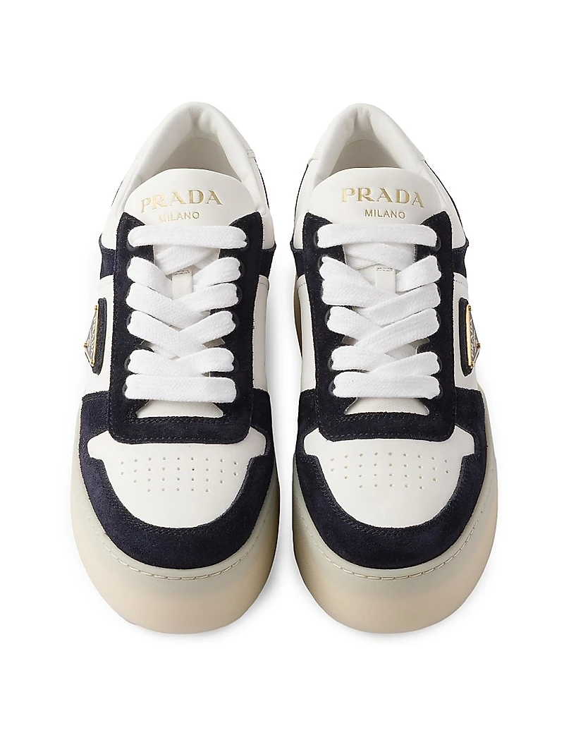 Downtown Bold Nappa Leather and Suede Sneakers