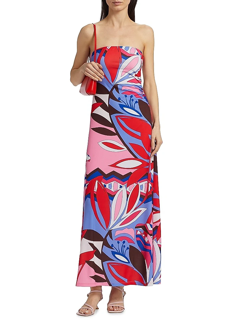Bernarda Floral A-Line Strapless Maxi Dress
