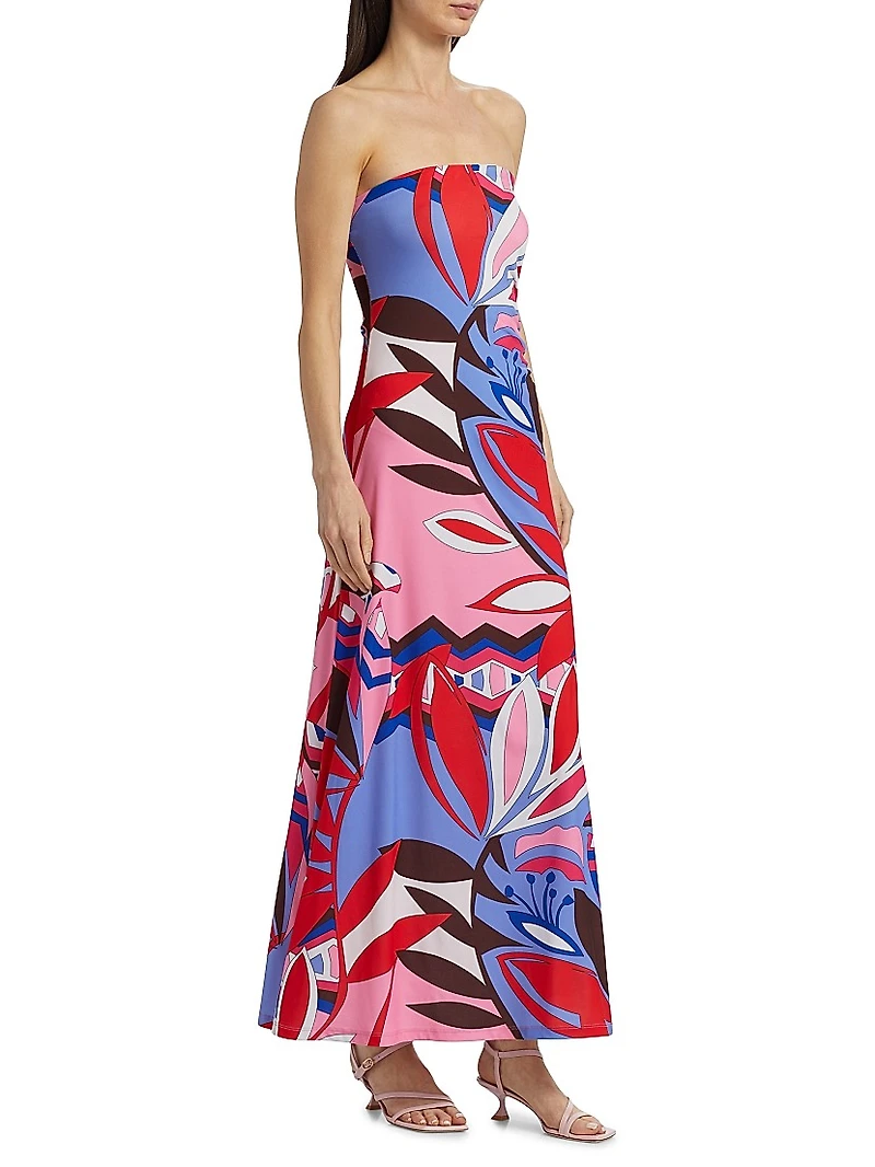 Bernarda Floral A-Line Strapless Maxi Dress