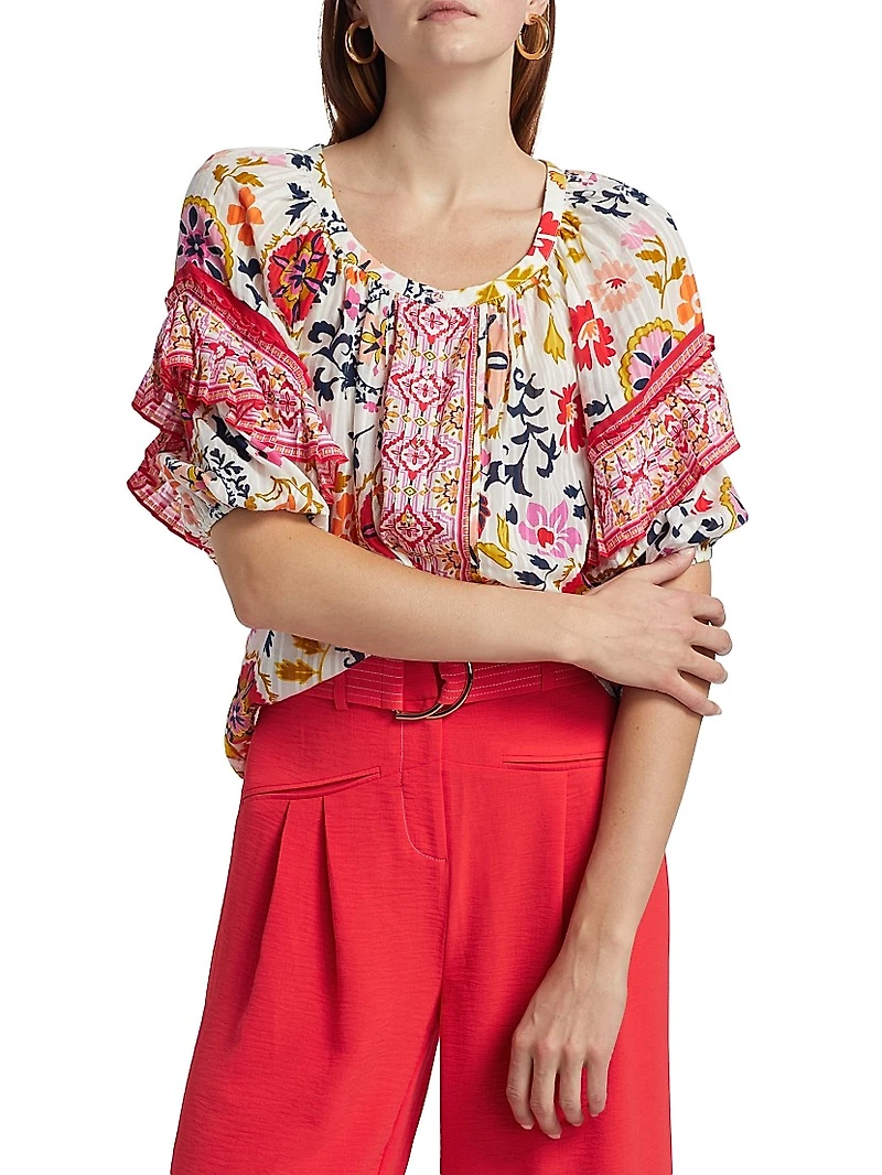 Maya Floral Peasant Blouse