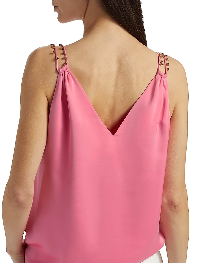 Sara Bead-Embellished V-Neck Top