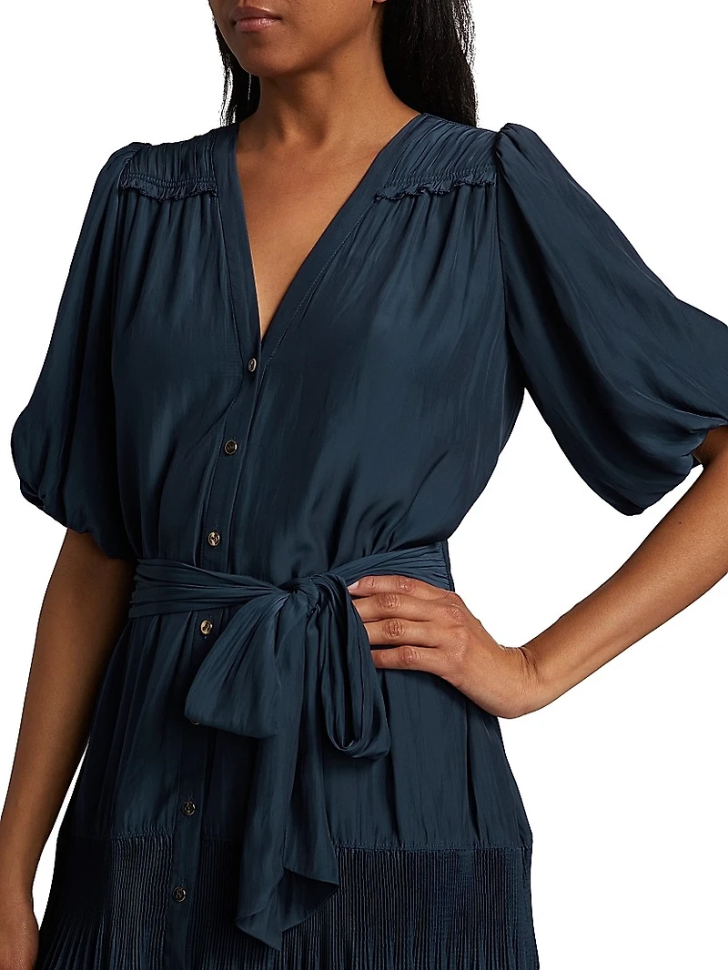 Florencia Tie-Waist V-Neck Minidress