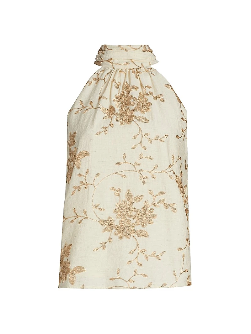 Cara Floral-Embroidered Tank