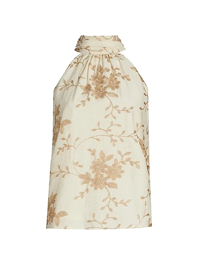 Cara Floral-Embroidered Tank