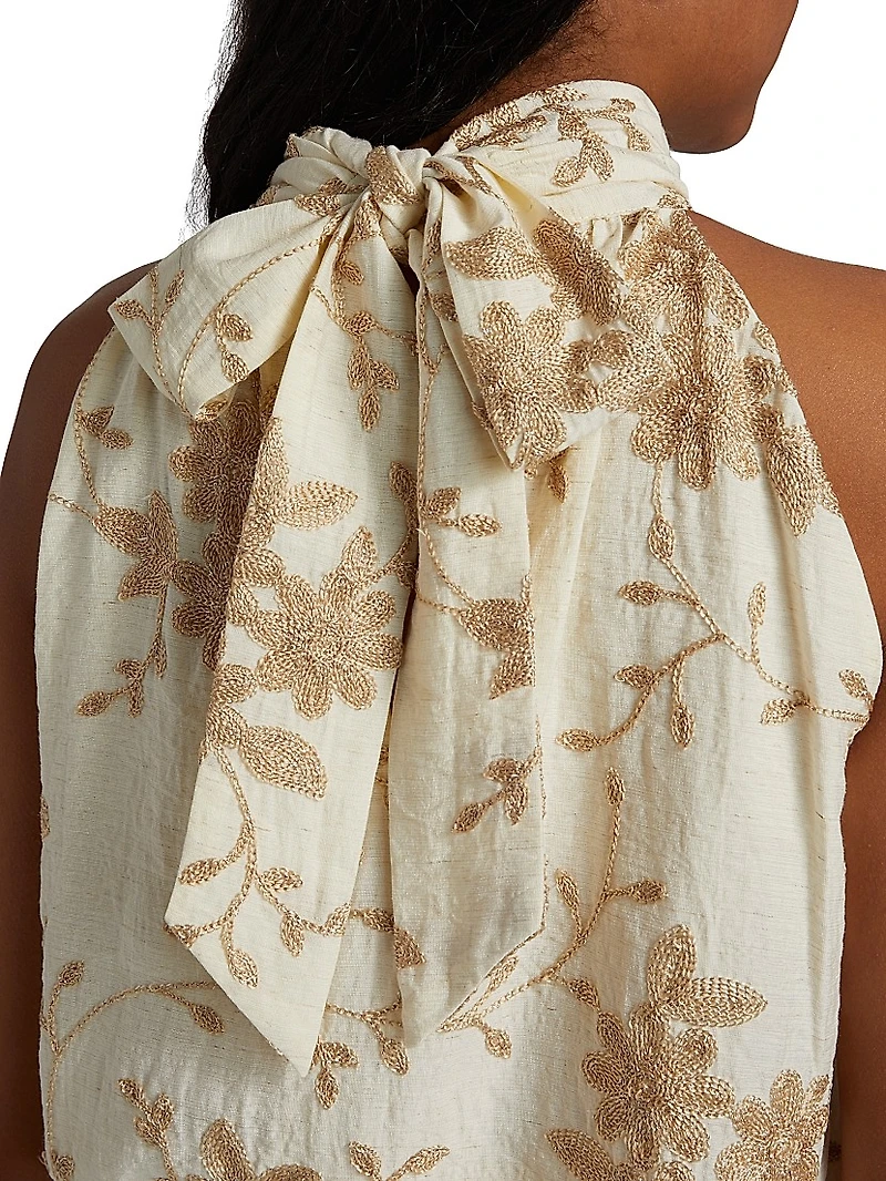 Cara Floral-Embroidered Tank