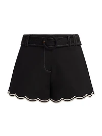 Violeta Cotton-Blend Belted Shorts