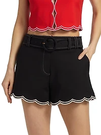 Violeta Cotton-Blend Belted Shorts