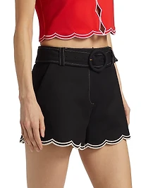 Violeta Cotton-Blend Belted Shorts