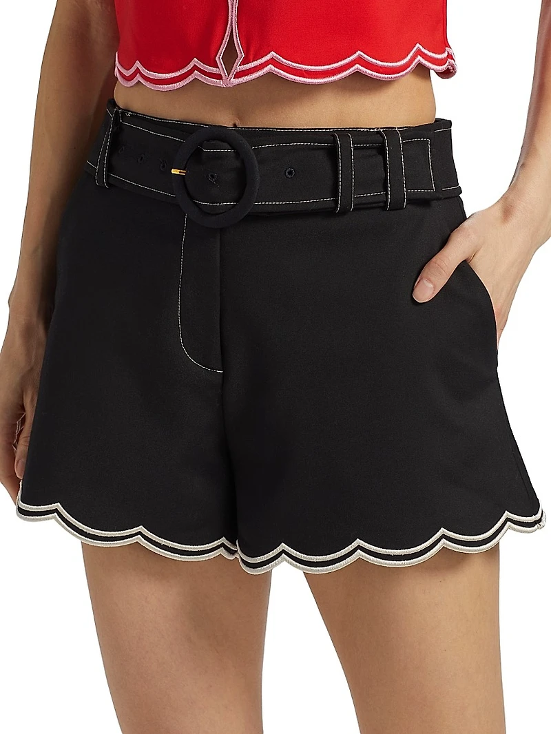 Violeta Cotton-Blend Belted Shorts